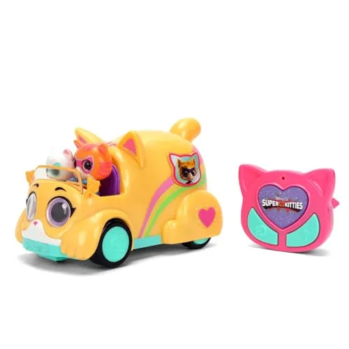 Jada Toys SuperKitties RC Auto (17 cm) - ferngesteuertes Spielzeugauto ab 3 Jahre mit Licht & Sound, Spielzeug für Kinder zur Disney Junior Serie, inkl. Fernbedienung