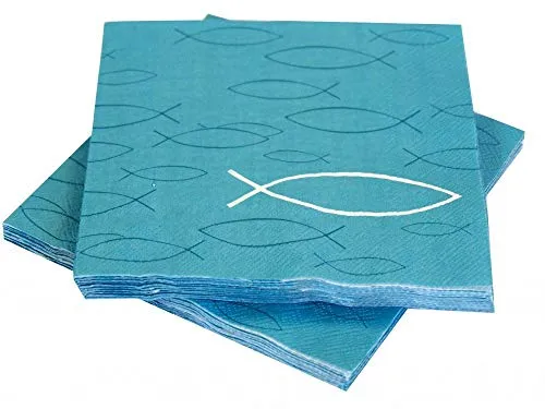 Unbekannt Servietten Fisch Petrol Blau Tischdeko Kommunion Konfirmation 20 Stück