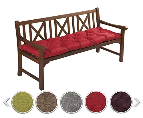 sunnypillow Bankauflage Outdoor - Bankkissen für Bank 100 x 30 cm - Sitzkissen für Hollywoodschaukel - Polsterauflage, Auflage für Gartenbank - Gartenkissen, Stuhlkissen für Gartenmöbel Rot