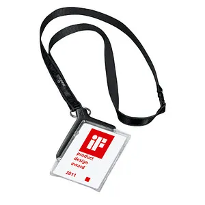 DURABLE Ausweishalter transparent mit Textilband - 10 Stück - Namensschilder aus robustem Kunststoff, ideal für Veranstaltungen und Messen, mit komfortablem Textilband für einfachen Tragekomfort.