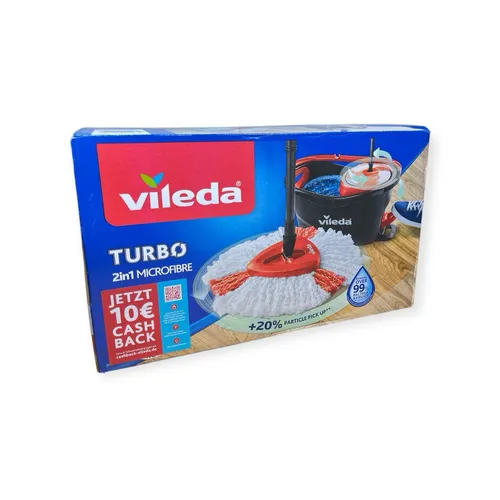 Vileda Turbo Box Set 2in1 Microfibre 174881 – Wischmopp Set inkl Eimer Wisch-Set