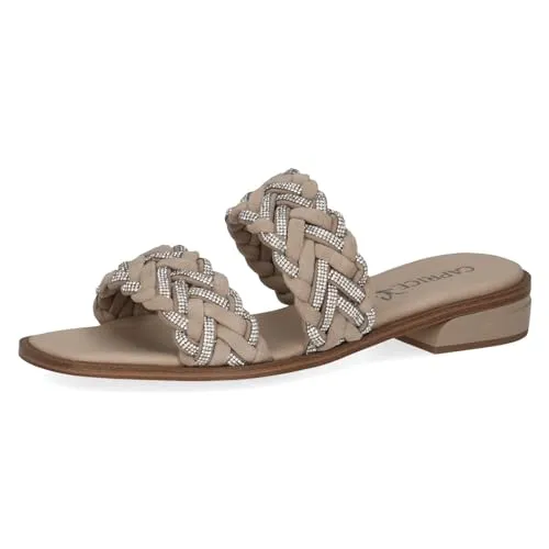 CAPRICE Pantolette 9-27101-42 343 G-Weite - Pantoletten für Damen mit G-Weite, aus hochwertigem Leder und Textil, stabiler Blockabsatz und innovative CAP Memotion-Technologie für optimalen Tragekomfort.