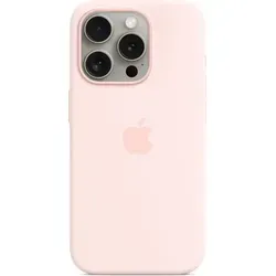 Apple iPhone 15 Pro Silikon Case mit MagSafe - Hellrosa, weiche Außenseite für besten Grip und optimalen Schutz, perfekt für kabelloses Laden