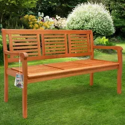 Casaria Wetterfeste Holzbank aus Eukalyptus, 480kg Belastbar