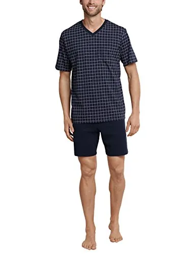 Schiesser Shorty Herren Jersey blau kariert von Schiesser