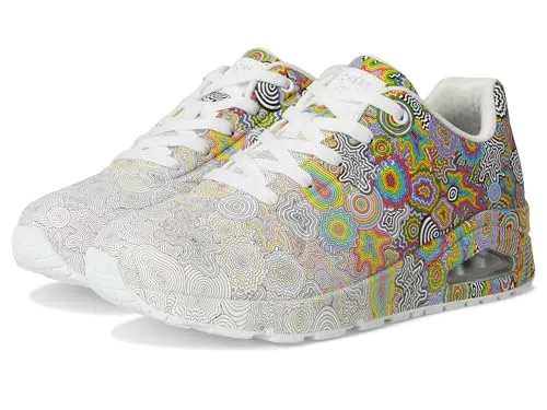Skechers Adult Uno Bunt Größe 35 - Bequeme Sneakers mit gepolsterter Memory Foam Innensohle und sichtbarer Luftpolster-Zwischensohle für optimalen Tragekomfort. Ideal für Alltag und Freizeit.