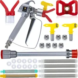 Rosfix Set – Spritzpistole mit 2X Düse 517/513 | 30cm Lanze, 11x Dichtung, 6X Filter 60/100/30 Mesh | Malerei | Zubehör für Farbspritzgeräte
