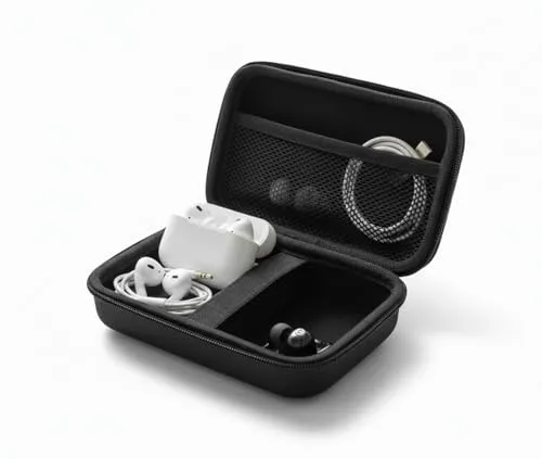 stoßfeste Schutztasche Hardcase Kopfhörer Tasche Case für in Ear Ohrhörer Hülle Schutzhülle Kopfhörer Aufbewahrung Etui Earphone Cover kompatibel mit Airpods, Earpods, MP3 Player usw.