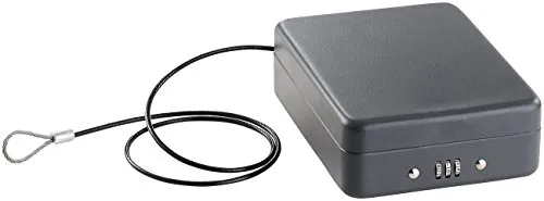 Xcase Mobiler Safe Urlaub: Mini-Stahl-Safe für Reise & Auto, Zahlenschloss, Sicherungskabel, 1 l (Mobiler Tresor, Reisesafe, Schlüsseltresor)