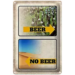 Roomando Metallschild Blechschild 20x30cm Bild Beer No Beer Bier