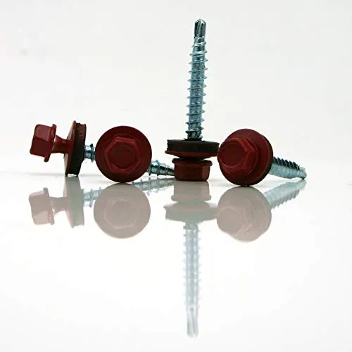 Trapezblechschrauben 4,8 x 35 mm selbstbohrend mit Dichtscheibe (50, braunrot - RAL 3011)