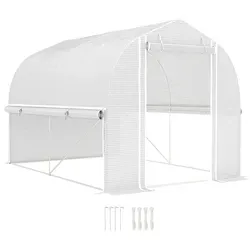 Outsunny Gewächshaus 3 x 2 x 2 m - Garten-Zubehör mit UV-beständiger Folienabdeckung und großzügiger Rolltür für optimale Pflanzenpflege und effektive Querlüftung.