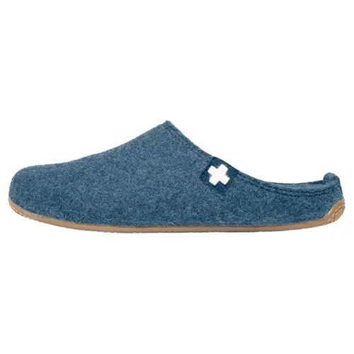 Living Kitzbühel Filzpantoffel Schweizer Kreuz hellblau - Elegante Damen Hausschuhe mit rutschfester Naturkautschuk-Sohle und integriertem Fußbett für optimalen Komfort und Sicherheit, 100% designed und made in EU.