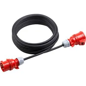 Meister Verlängerungskabel 7424150, für außen IP44, CEE 400 V / 16 A, Kabeltyp H07RN-F aus Gummi, schwarz, 10 m