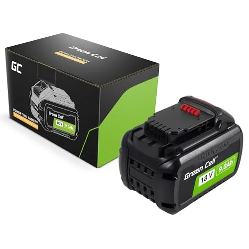 Green Cell Akku 18V 4Ah Li-Ion für DeWalt XR Elektrowerkzeuge - Werkzeugakkus mit LED-Ladeanzeige, bis zu 1000 Ladezyklen für hohe Zuverlässigkeit und Effizienz bei der Nutzung von DeWalt XR-Modellen.