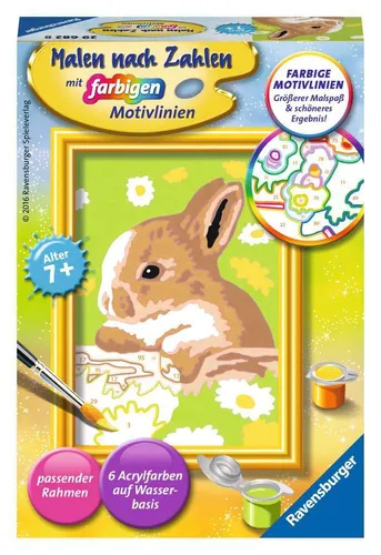 Ravensburger Malen nach Zahlen 29682 - Häschen Flecki für Kinder ab 7 Jahren, kreativer Malspaß mit dekorativem Rahmen und nummerierten Farben
