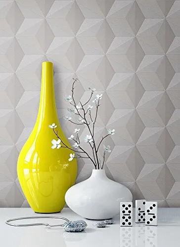 Tapete Vlies Grau Beige Grafik Optik | schöne, edle Tapete im modernen Design | für Wohnzimmer, Schlafzimmer oder Küche inklusive Newroom Tapezier Profibroschüre mit Tipps für perfekte Wände