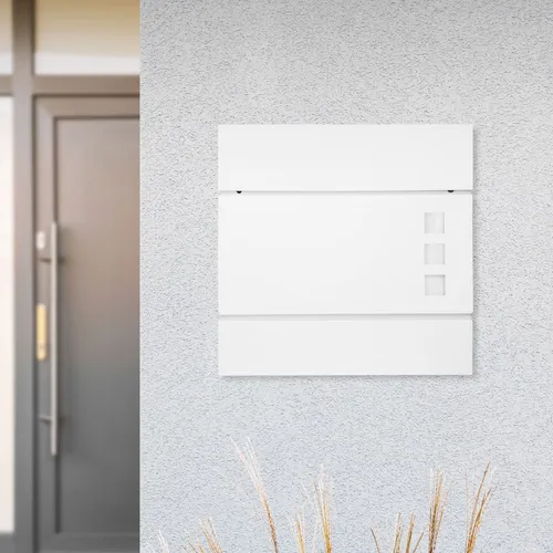 Ml-Design Wandbriefkasten mit Zeitungsfach - Briefkastenanlage aus pulverbeschichtetem Edelstahl, inkl. 2 Schlüssel und Montagematerial – ideal für modernes Wohnen.