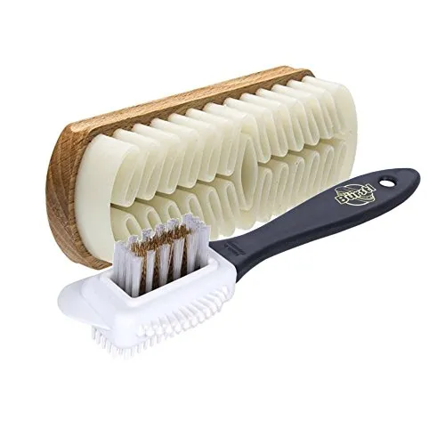 Bürstl Wildlederbürste für Schuhe Set mit Kreppbürste und Messing für Rauleder, Nubuk, Wildleder und Veloursleder