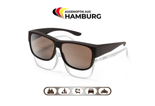 EyeAm Sonnenbrille B - Brown: Polarisierte Überbrille für Brillenträger - Sportbrillen mit UV-Schutz 400, ideal für Brillenträger und sorgt für optimalen Sichtkomfort in der Sonne.
