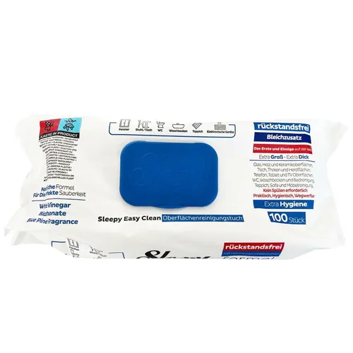 Sleepy Easy Clean blau Reinigungstücher - Reinigungstücher für Küche, Bad, Büro und Auto, 6er Packung mit Bleichzusatz für effektive Oberflächenreinigung und strahlende Sauberkeit.