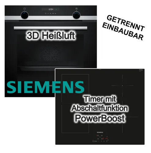 Siemens Backofen-Set 3D Heißluft mit Induktionskochfeld 60 cm