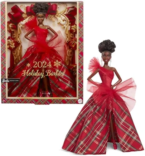 Barbie Holiday 2024 Puppe | Mattel Signature - Puppen: Exklusive Holiday Barbie 2024 in einem bezaubernden rotkarierten Kleid mit Echtheitszertifikat - das perfekte Sammlerstück für Barbie-Fans ab 6 Jahren!