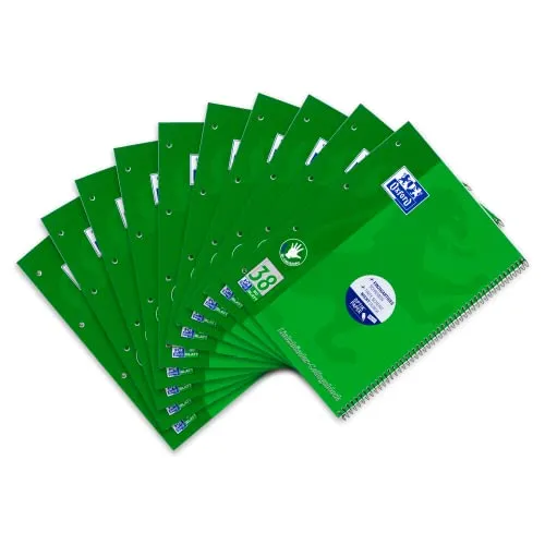 Oxford Linkshänder-Collegeblock A4 kariert - 10 Stück - Notizblöcke für Linkshänder mit 80 Blatt, extra-feiner Mikroperforation für sauberes Heraustrennen und der App Scribzee zur digitalen Verwaltung von Notizen.