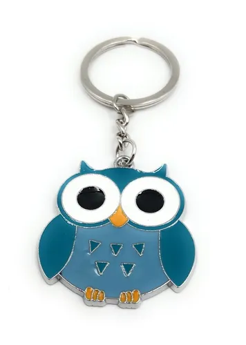 Fette Eule in Blau Ründlich niedlich Schlüsselanhänger Anhänger
