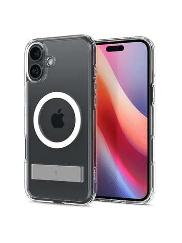 Spigen All-in-One Ständer für iPhone 16 Plus Hülle Ultra Hybrid S MagFit - Standard Handyhülle mit verbessertem Kickstand für freihändiges Sehen und Anti-Yellowing Technologie für langanhaltende Klarheit.