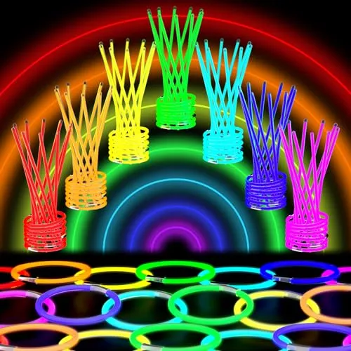 Relota Knicklichter, 120 stück Leuchtstäbe Knicklichter Set, Länge 20cm Glühende Armbänder Neon glow stick party set mit Verbindungsstücken, für Partys, Hochzeiten, Halloween-Dekorationen