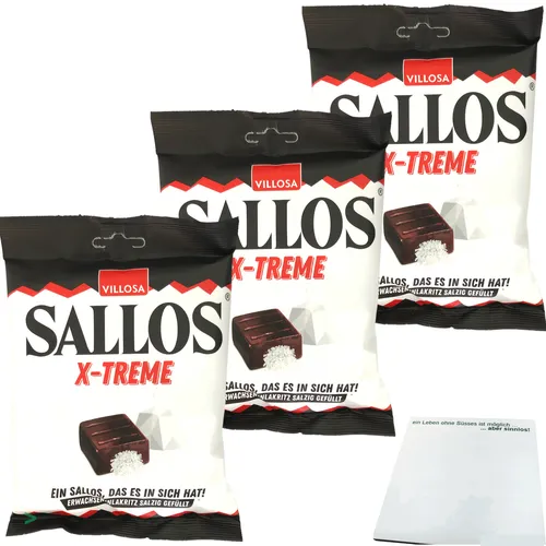 Sallos X Treme Hartkamellen mit Lakritz Salmiak Salz Füllung 3x150g Tüte usy