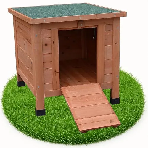 Melko Katzenhaus mit klappbarem Deckel und Rampe - Winterfestes Katzenhaus (50 x 45 x 43 cm) mit Rampe – ideal für den Außenbereich. Schützt Katzen und Kleintiere vor Kälte & Nässe. Perfekt für Garten, Balkon oder Terrasse.