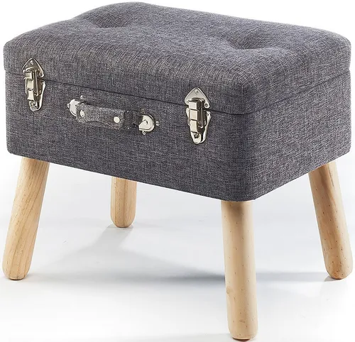 Kobolo Sitzhocker Kofferhocker – Polsterhocker in hellgrau - Sitzhocker mit Aufbewahrungsfunktion, elegant in modernem Grau und robust bis 100 kg, ideal für zusätzlichen Stauraum und stilvolle Akzente in Ihrem Zuhause.