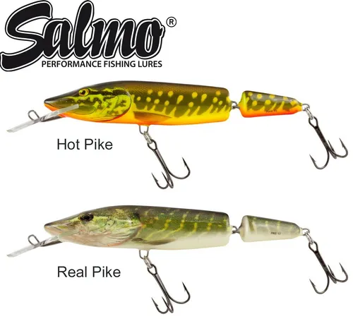 Salmo Pike Jointed Deep Runner - Hechtwobbler 13cm, 2 Stück - Hochwertiger Wobbler für erfolgreiches Angeln auf Hecht, Zander und Barsch. Ideal für Süßwasserfischen, mit präzisen Haken für eine optimale Bisserkennung.
