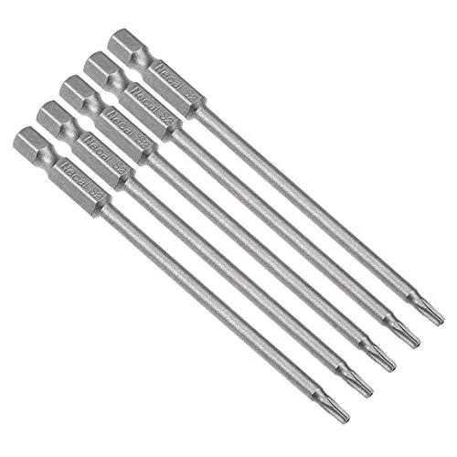 sourcing map 5 Stück T10 Torx Bit Set, 100mm Länge Magnetisch Bitsatz mit 1/4 Zoll Hex Sechskant S2 Stahl für Sicherheit Schraubendreher Akkuschrauber Schrauben Werkzeug