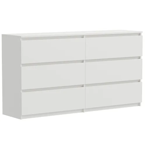 Kommode Schubladenschrank 119x77x34 cm, weiß matt, 6 Schubladen, viel Stauraum