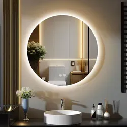 GIMBELEN Runder Badezimmerspiegel mit Beleuchtung – dimmbar, 3 Lichtfarben, Touchschalter, IP44 - Multifunktionaler Badezimmerspiegel mit 3 Lichtfarben und dimmbarer Helligkeit. Ideal für eine gemütliche Atmosphäre oder präzises Make-up. Mit sicherem, wasserdichtem Design und einfacher Installation.