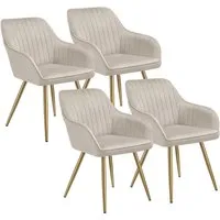 tectake® Esszimmerstuhl Marilyn, gepolstert in Samtoptik in gold von tectake