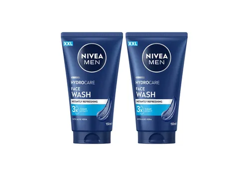 Nivea Men Duschgel HydroCare Waschgel XXL 2 x 150ml Gesichtswaschgel, 2-tlg., Gesichtsreinigung