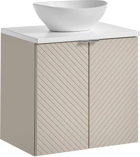 Badezimmerschrank 60 Cm Kaschmir Mit Arbeitsplatte Und Sockelwaschtisch