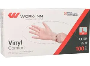 Einmalhandschuhe WORK-INN Comfort, Vinyl, puderfrei, latexfrei, transparent, Größe L, 100 Stück