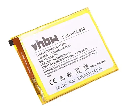 vhbw Akku kompatibel mit Huawei MLA-L11, MLA-L12, MLA-L13, MLA-TL00, MLA-UL00 Handy Smartphone Telefon (3300mAh, 3,85V, Li-Polymer)