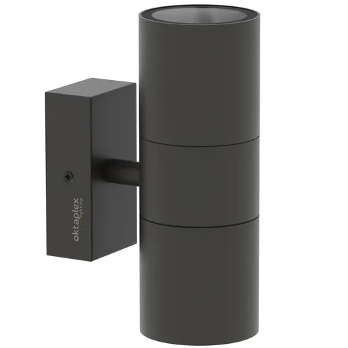 Oktaplex Chile Edelstahl Wandleuchte Aussen mit 2x GU10 Fassung Außenlampe IP44 anthrazit 230V Außenwandleuchte Außenbeleuchtung