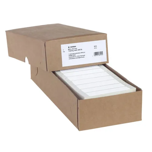HERMA 8210 Computeretiketten - Endlosetiketten 88,9 x 23,0 mm, 6000 Stück, selbstklebend und umweltschonend mit Führungslochrand
