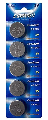 CR2477 3V Lithium Knopfzelle 1100 mAh (1 Blistercard a 5 Batterien) EINWEG Eunicell 5 x