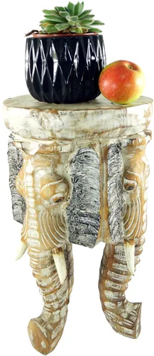 Blumenbank, Hocker, Dreibeiniger Beistelltisch, Dekoobjekt Elefanten Kopf - 50