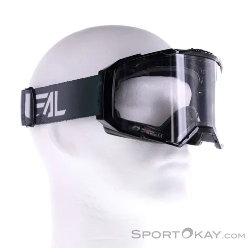 O'NEAL B-22 COVERT Motocross Brille - Grau/Grün - Sportbrille mit klarem Glas und UV-Schutz, ideal für unisex Erwachsene, bietet optimalen Schutz und Komfort beim Motocross.