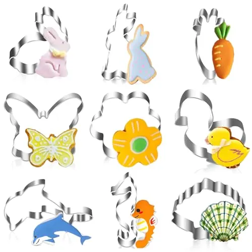 Ausstechformen Kinder - Keksausstecher - Cookie Form - Plätzchen Ausstecher 9 Stück, aus rostfreiem Edelstahl, langlebig und leicht zu reinigen, perfekt für Ostergebäck, Kekse und DIY-Backspaß