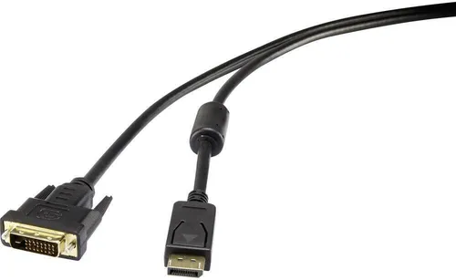 Renkforce DisplayPort / DVI Adapterkabel DisplayPort Stecker, DVI-D 24+1pol. Stecker 1.00 m Schwarz RF-3301142 schraubb